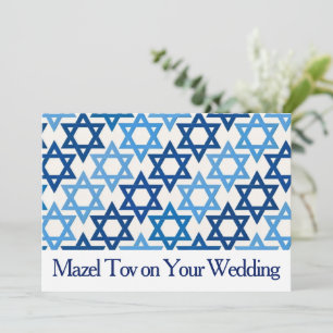 Mazel Tov-kort för bröllop, blå Davidsstjärna,  Inbjudningar