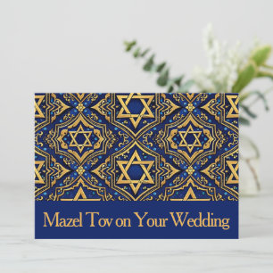 Mazel Tov-kort för bröllop, Davids stjärna blå Inbjudningar