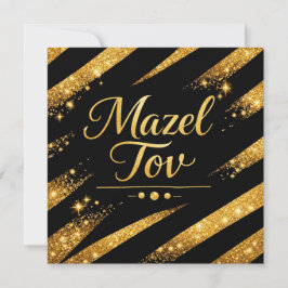 Mazel Tov-kort, judiskt lyxkort i guld och svart