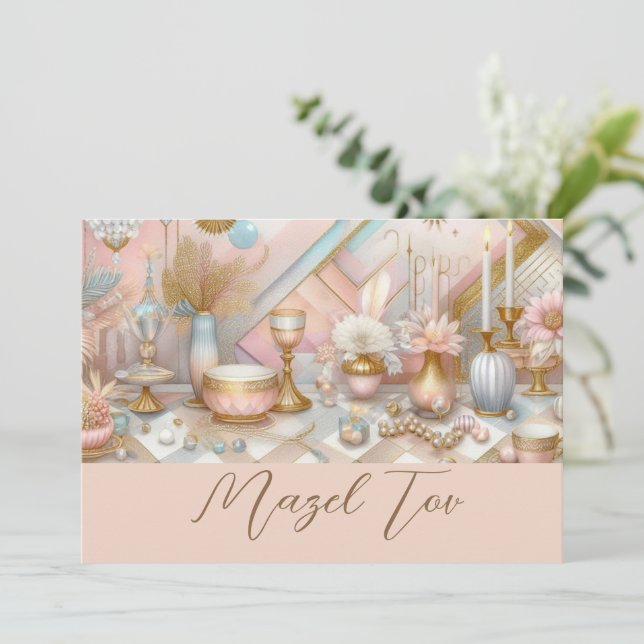 Mazel Tov-kort Modernt, Rosa Guld Chic Estetik,  Inbjudningar (Stående Fram)