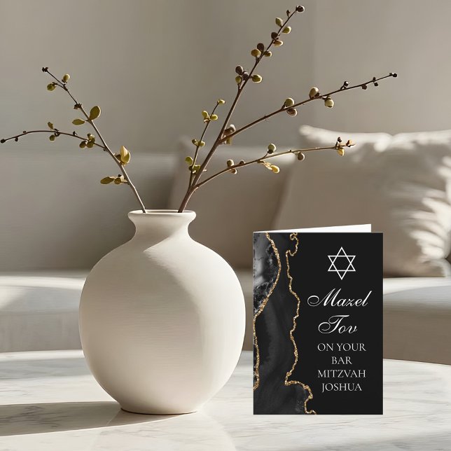 Mazel Tov på din Bar Mitzvah Svart Guld Kort (Skapare uppladdad)