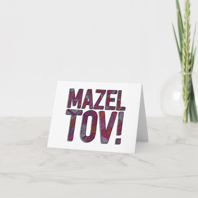 Mazel Tov Patchwork Merlot Kort (Framsida)
