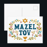 MAZEL TOV PUB BAT MITZVAH judiska Anpassadet Vykort<br><div class="desc">Hand plockade-text från mig till dig. Underbar för ett pub eller bat mitzvah eller jewant bröllop eller annat evenemang. Lägg till din egen text på kortets insida eller ändra färgen i bakgrunden. För mer design och färg, kolla min butik! Eller låt mig veta om du vill ha någon anpassningsbar. Fråga...</div>