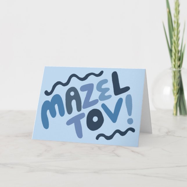 MAZEL TOV PUB MITZVAH Anpassade Modern Blues Kort (Framsida)