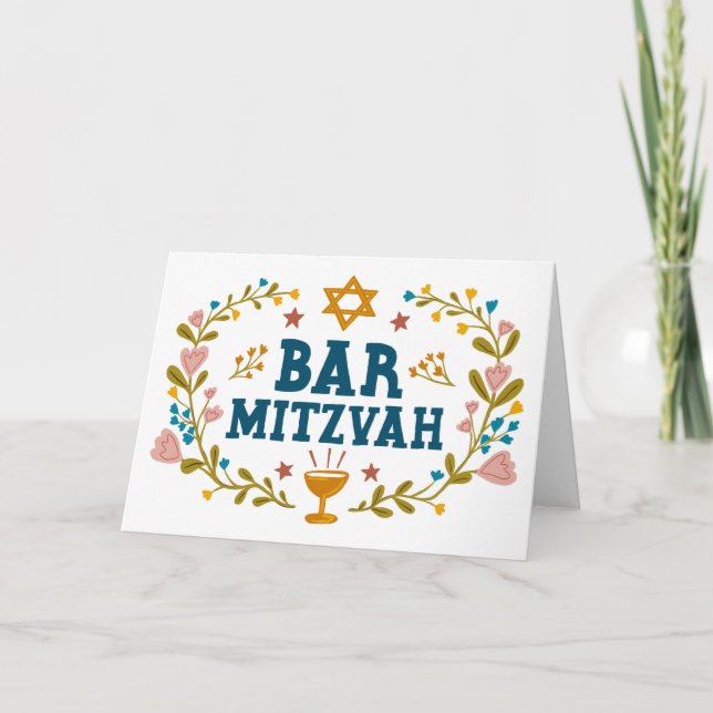 MAZEL TOV Pub MITZVAH judisk handdragen Anpassning Kort (Framsida)