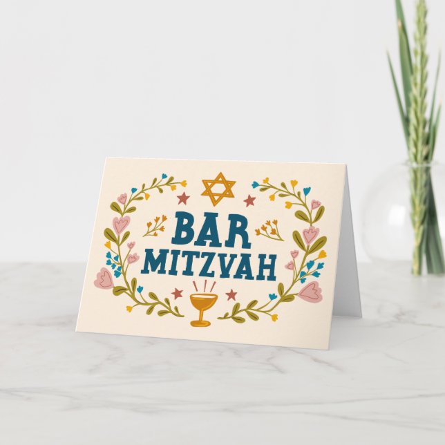 MAZEL TOV Pub MITZVAH judisk handdragen Anpassning Kort (Framsida)