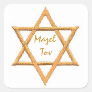 Mazel Tov/Star of David Fyrkantigt Klistermärke