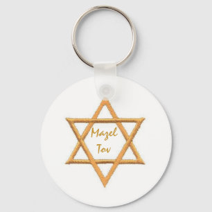 Mazel Tov/Star of David Nyckelring