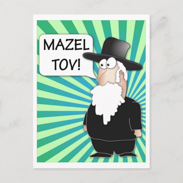 Mazel Tov-vykort - judisk kanin Vykort (Framsida)