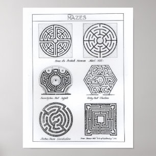 Mazes, c.1900 (engrave) (b/w bild) poster
