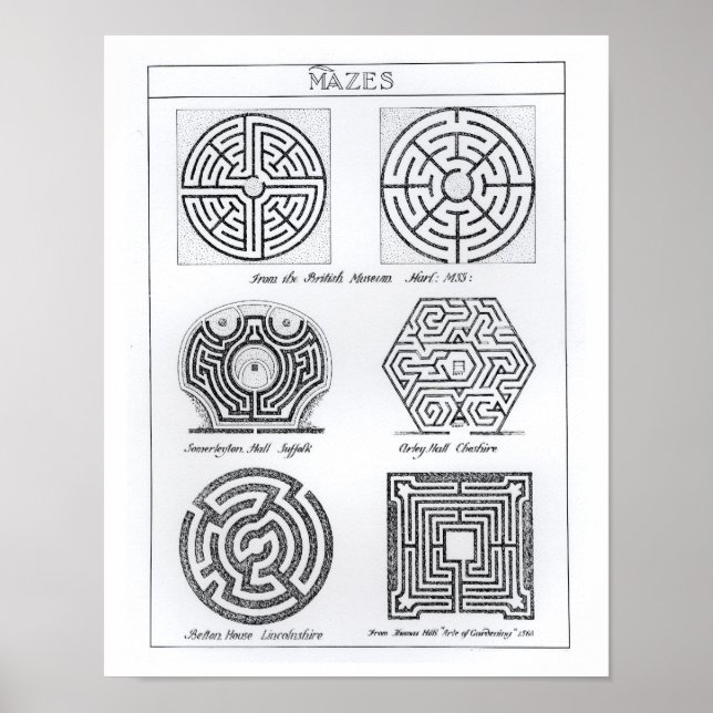 Mazes, c.1900 (engrave) (b/w bild) poster (Framsidan)