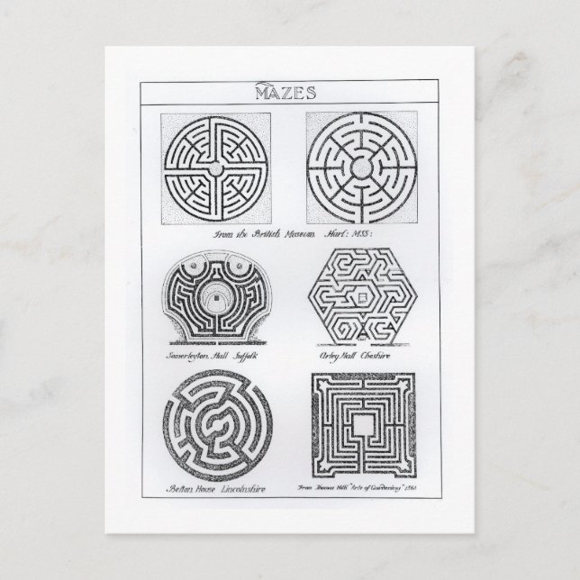 Mazes, c.1900 (engrave) (b/w bild) vykort (Framsida)