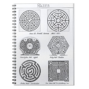 Mazes c.1900 (gravyr) (b-/wfotoet) anteckningsbok med spiral