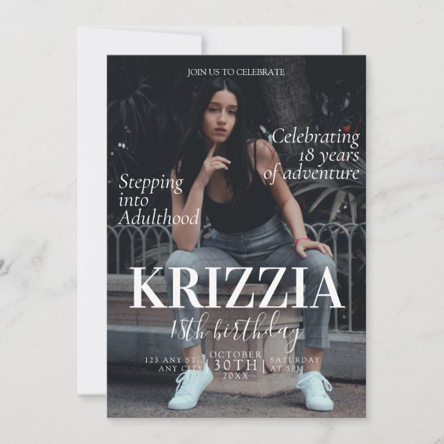 Mazinekortet för födelsedagsinbjudan inbjudningar (Framsida)