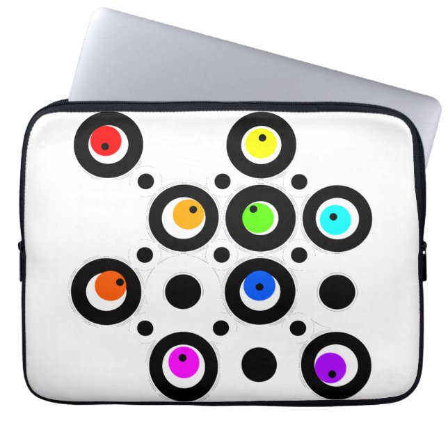 Mazipodles-cirklar och punkter Mönster Rainbow Bla Laptop Fodral (Framsidan)