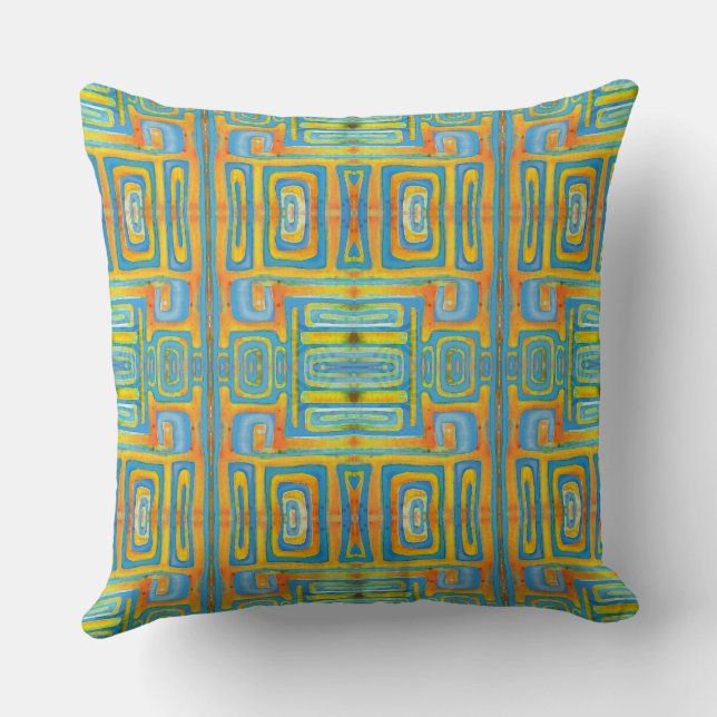 Mazipoodlar i loop Orange Teal Kudde (Baksida)