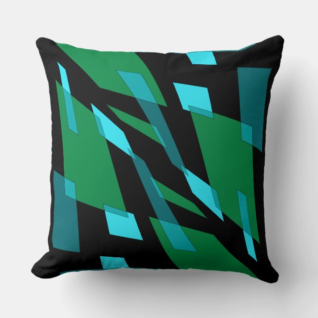 Mazipoodles Abstraction Perspective Black Grönt Kudde (Framsida)