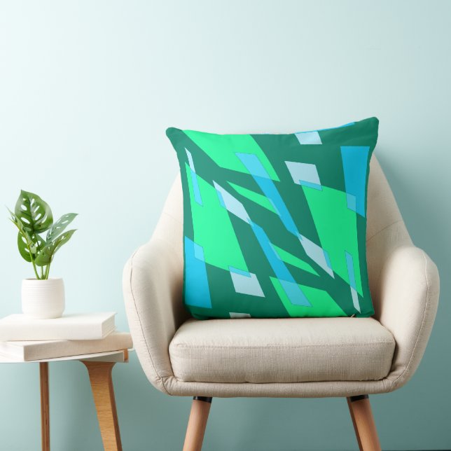 Mazipoodles Abstraction Perspective Grönt Blue Kudde (Stol)