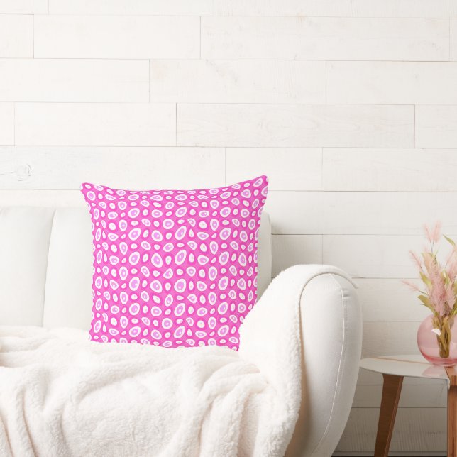 Mazipoodles Abstrakt Teardroppar Fuchsia Rosa Whit Kudde (Soffa)