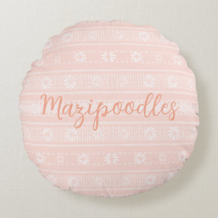 MAZIPOODLES Blommig Randig Ribbad Stickad Namn Rund Kudde