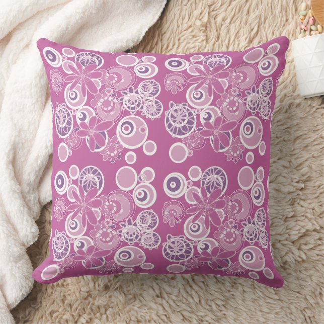 Mazipoodles Blommigt Bubbles Dusty Rosa White Lila Kudde (Filt)