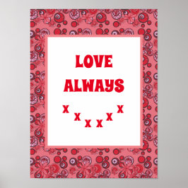 Mazipoodles Blommigt Bubbles Kärlek Kiss Red 2 Poster