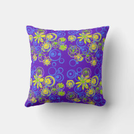 Mazipoodles Blommigt Bubbles Lila Blue Lemon Lime Kudde