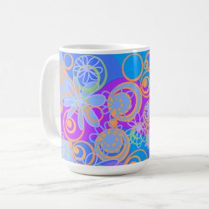 Mazipoodles Blommigt Bubbles Multi Blue Orange Blu Kaffemugg