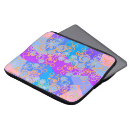 Mazipoodles Blommigt Bubbles Multi Blue Orange Blu Laptop Fodral