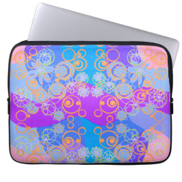 Mazipoodles Blommigt Bubbles Multi Blue Orange Blu Laptop Fodral