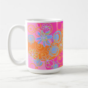 Mazipoodles Blommigt Bubbles Multi Rosa Orange Blu Kaffemugg