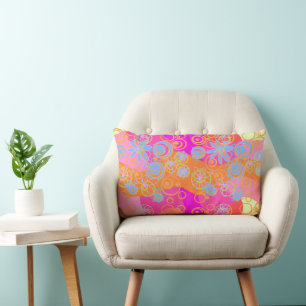 Mazipoodles Blommigt Bubbles Multi Rosa Orange Blu Lumbarkudde