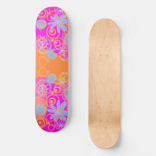 Mazipoodles Blommigt Bubbles Multi Rosa Orange Blu Mini Skateboard Bräda 18,5 Cm