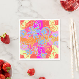 Mazipoodles Blommigt Bubbles Multi Rosa Orange Blu Pappersservett