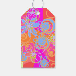 Mazipoodles Blommigt Bubbles Multi Rosa Orange Blu Presentetikett