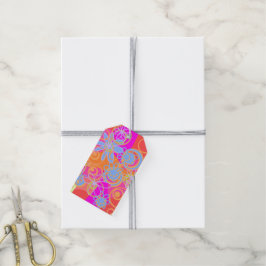 Mazipoodles Blommigt Bubbles Multi Rosa Orange Blu Presentetikett