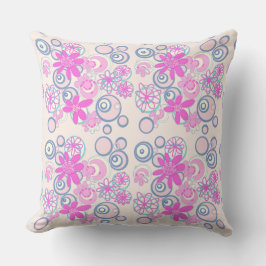 Mazipoodles Blommigt Bubbles - Rosa Teal Dusty Blu Kudde