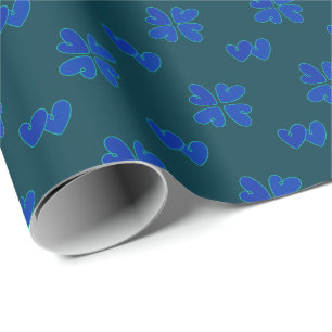 Mazipoodles Blue Hjärter på Mörk Teal Presentpapper