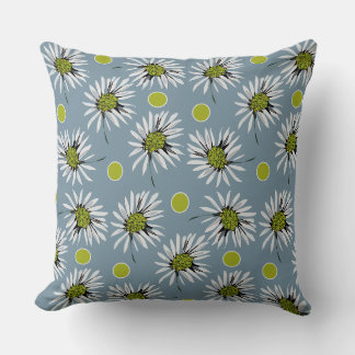 Mazipoodles Bold Daisys - Dusty Blue Grått Avocado Kudde