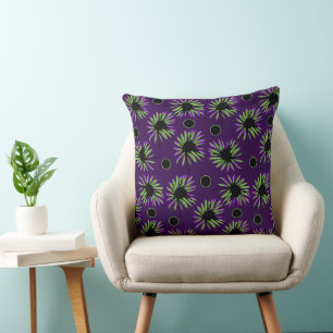 Mazipoodles Bold Daisys - Lila Black Grönt Kudde