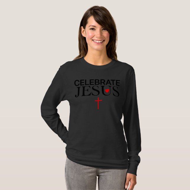Mazipoodles Celebrate Jesus Långärmad T-Shirt (Hel framsida)