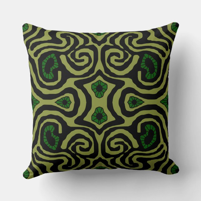 Mazipoodles Crazy Maze - Olive Black Grönt Kudde (Baksida)