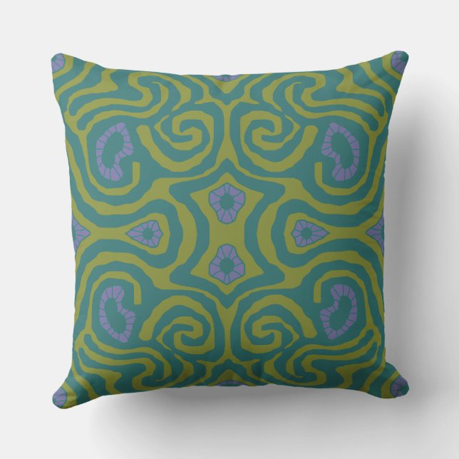 Mazipoodles Crazy Maze - Olive Teal Periwinkle Kudde (Baksida)