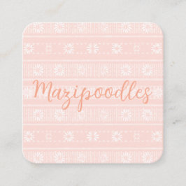 MAZIPOODLES Floral Striped Ribbed Knitting Name Fyrkantigt Visitkort