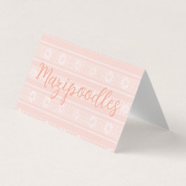 MAZIPOODLES Floral Striped Ribbed Knitting Name Visitkort