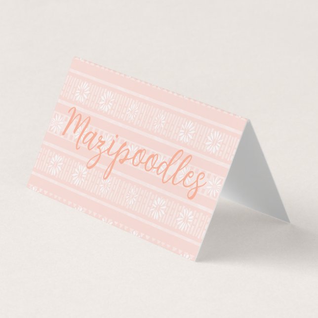 MAZIPOODLES Floral Striped Ribbed Knitting Name Visitkort (Framsida)