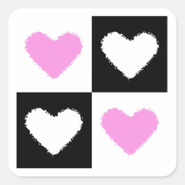 Mazipoodles Hearts Abstraction Rosa Fyrkantigt Klistermärke