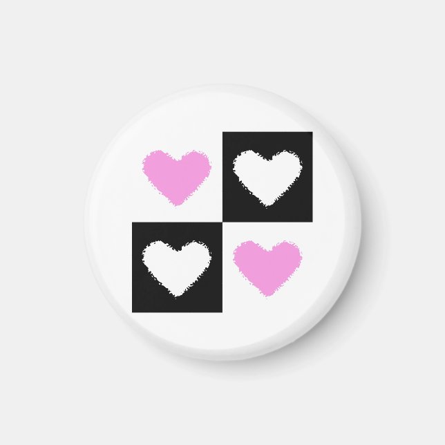 Mazipoodles Hearts Abstraction Rosa Magnet (Framsidan)