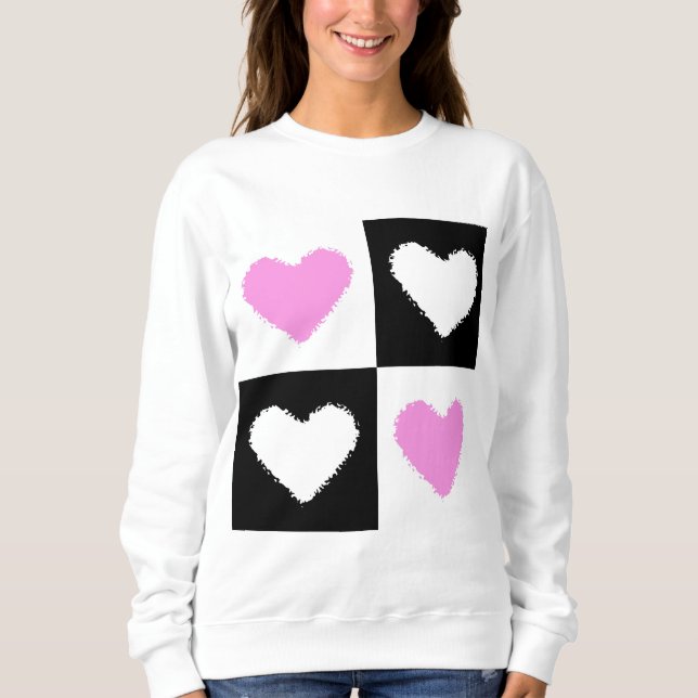 Mazipoodles Hearts Abstraction Rosa T Shirt (Framsida)