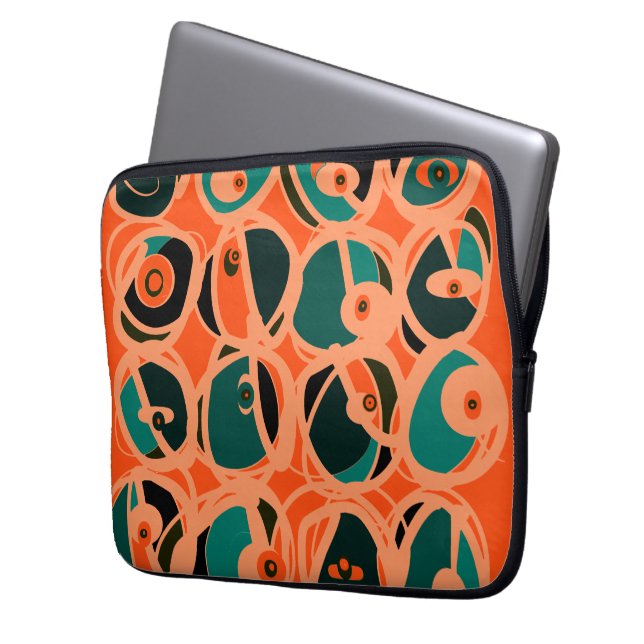 MAZIPOODLES I Spy Eye Orange Teal Black Laptop Fodral (Framsidan Vänster)